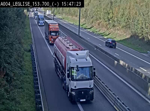 <h2>Webcam autoroute A4 (E411-E25) à Léglise, avant la jonction avec la N40. Vue orientée vers Bruxelles</h2>