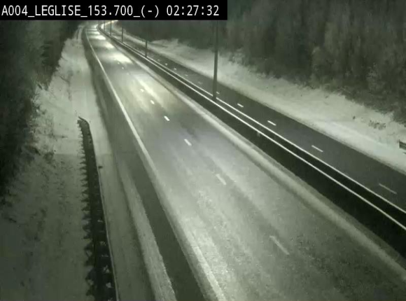 <h2>Webcam autoroute A4 (E411-E25) à Léglise, avant la jonction avec la N40. Vue orientée vers Bruxelles</h2>