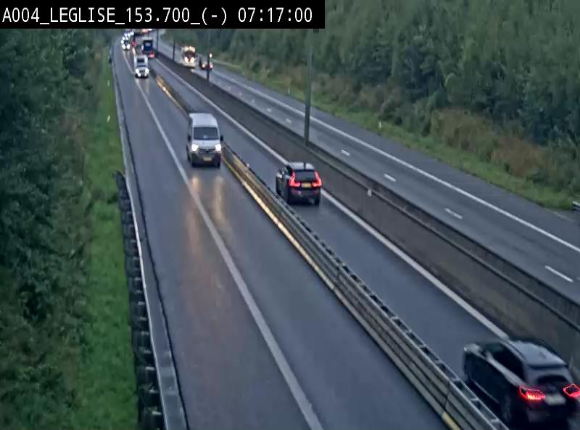 <h2>Webcam autoroute A4 (E411-E25) à Léglise, avant la jonction avec la N40. Vue orientée vers Bruxelles</h2>