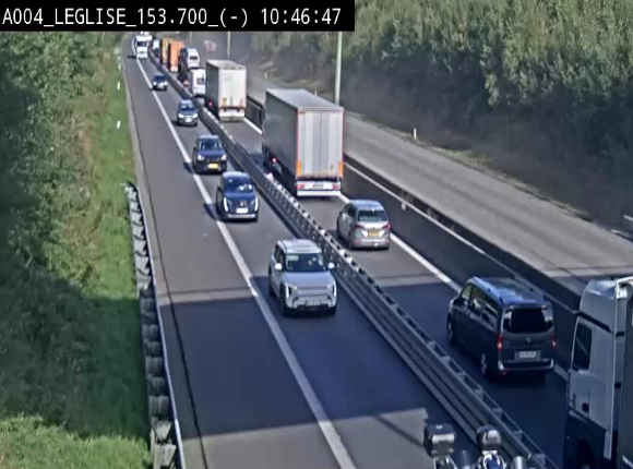<h2>Webcam autoroute A4 (E411-E25) à Léglise, avant la jonction avec la N40. Vue orientée vers Bruxelles</h2>