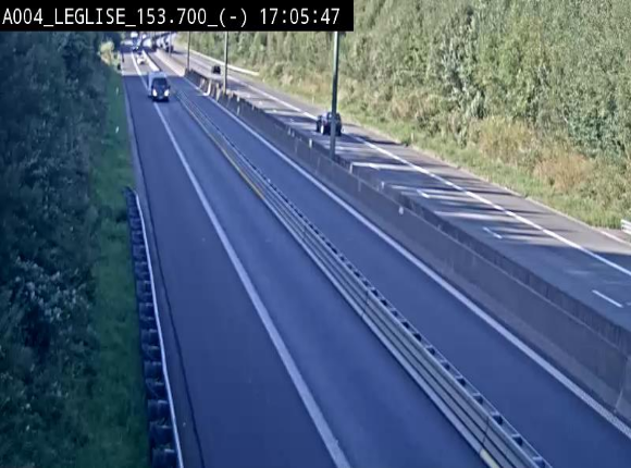 <h2>Webcam autoroute A4 (E411-E25) à Léglise, avant la jonction avec la N40. Vue orientée vers Bruxelles</h2>