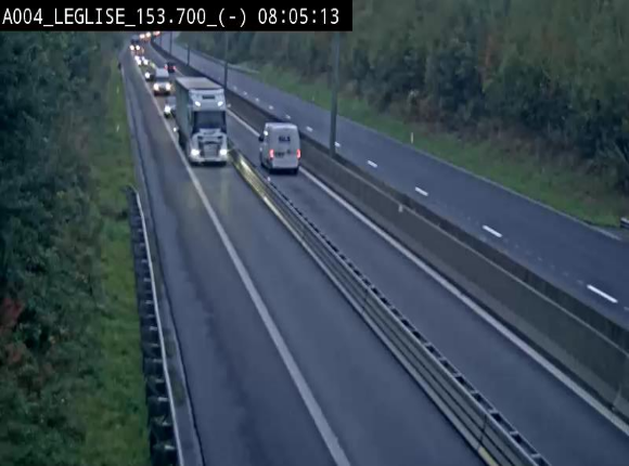 <h2>Webcam autoroute A4 (E411-E25) à Léglise, avant la jonction avec la N40. Vue orientée vers Bruxelles</h2>