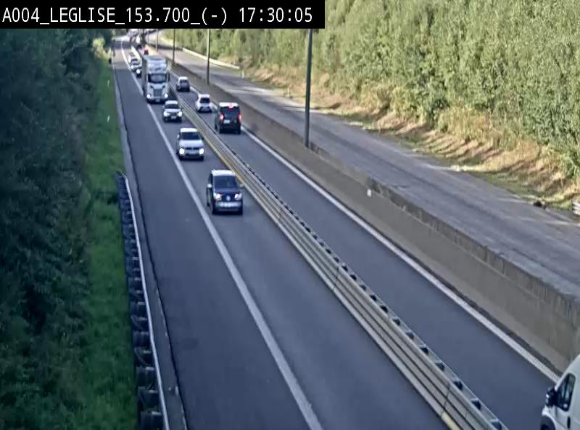 <h2>Webcam autoroute A4 (E411-E25) à Léglise, avant la jonction avec la N40. Vue orientée vers Bruxelles</h2>