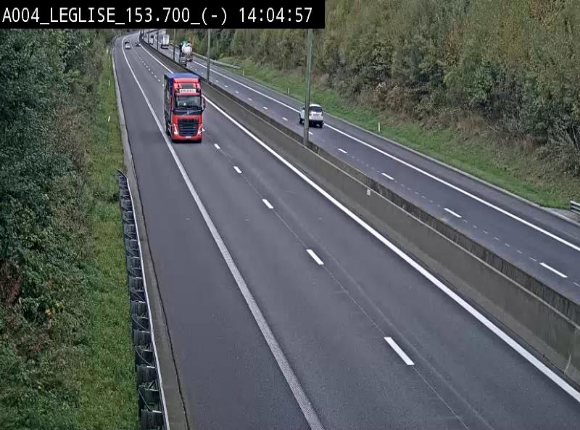 <h2>Webcam autoroute A4 (E411-E25) à Léglise, avant la jonction avec la N40. Vue orientée vers Bruxelles</h2>