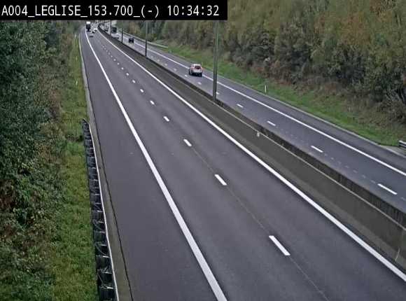 <h2>Webcam autoroute A4 (E411-E25) à Léglise, avant la jonction avec la N40. Vue orientée vers Bruxelles</h2>