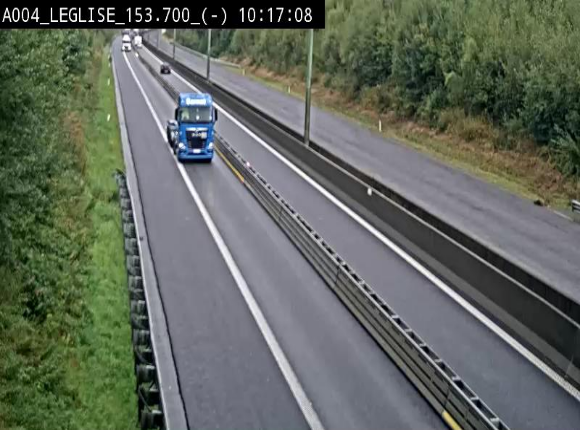 <h2>Webcam autoroute A4 (E411-E25) à Léglise, avant la jonction avec la N40. Vue orientée vers Bruxelles</h2>