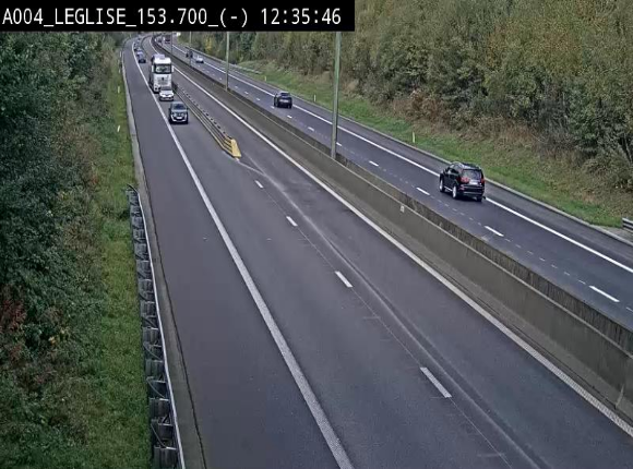 <h2>Webcam autoroute A4 (E411-E25) à Léglise, avant la jonction avec la N40. Vue orientée vers Bruxelles</h2>