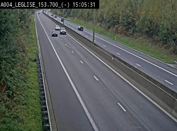 <h2>Webcam autoroute A4 (E411-E25) à Léglise, avant la jonction avec la N40. Vue orientée vers Bruxelles</h2>