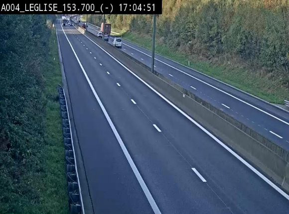 <h2>Webcam autoroute A4 (E411-E25) à Léglise, avant la jonction avec la N40. Vue orientée vers Bruxelles</h2>