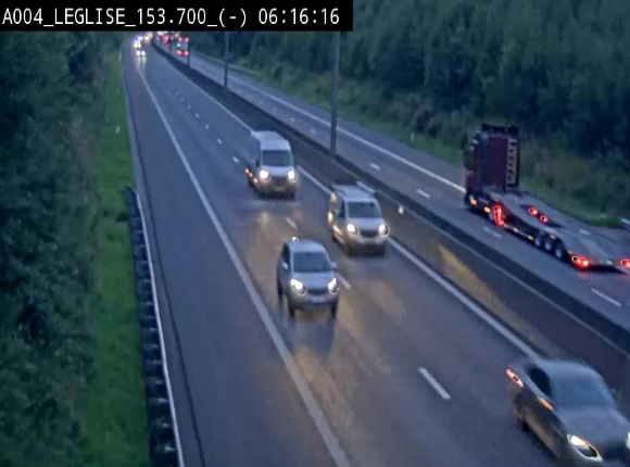 <h2>Webcam autoroute A4 (E411-E25) à Léglise, avant la jonction avec la N40. Vue orientée vers Bruxelles</h2>