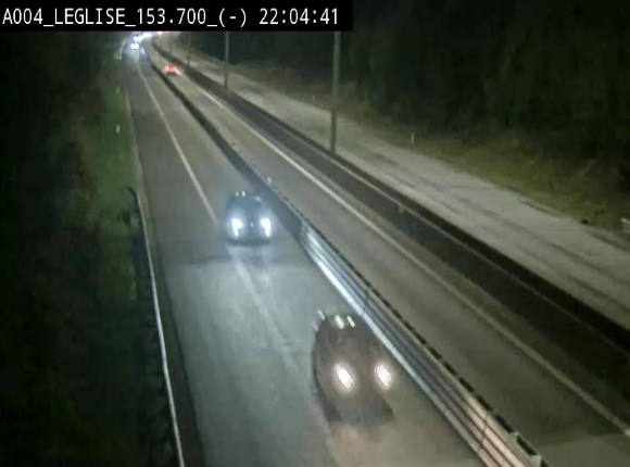<h2>Webcam autoroute A4 (E411-E25) à Léglise, avant la jonction avec la N40. Vue orientée vers Bruxelles</h2>
