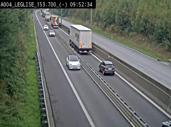 <h2>Webcam autoroute A4 (E411-E25) à Léglise, avant la jonction avec la N40. Vue orientée vers Bruxelles</h2>
