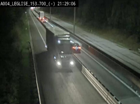 <h2>Webcam autoroute A4 (E411-E25) à Léglise, avant la jonction avec la N40. Vue orientée vers Bruxelles</h2>
