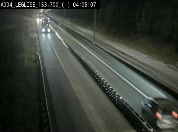 <h2>Webcam autoroute A4 (E411-E25) à Léglise, avant la jonction avec la N40. Vue orientée vers Bruxelles</h2>