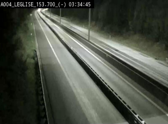 <h2>Webcam autoroute A4 (E411-E25) à Léglise, avant la jonction avec la N40. Vue orientée vers Bruxelles</h2>