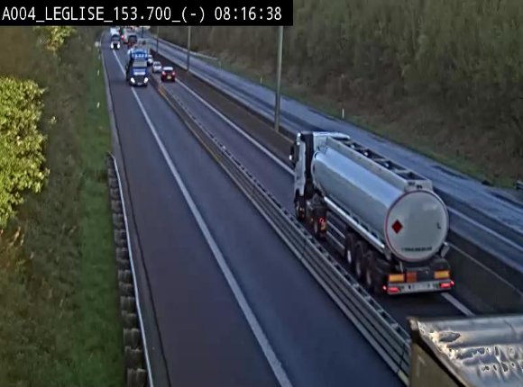 <h2>Webcam autoroute A4 (E411-E25) à Léglise, avant la jonction avec la N40. Vue orientée vers Bruxelles</h2>