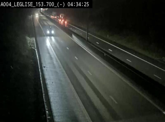 <h2>Webcam autoroute A4 (E411-E25) à Léglise, avant la jonction avec la N40. Vue orientée vers Bruxelles</h2>