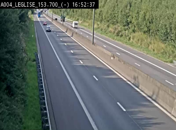 <h2>Webcam autoroute A4 (E411-E25) à Léglise, avant la jonction avec la N40. Vue orientée vers Bruxelles</h2>