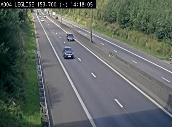 <h2>Webcam autoroute A4 (E411-E25) à Léglise, avant la jonction avec la N40. Vue orientée vers Bruxelles</h2>