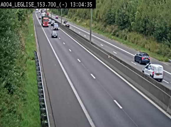 <h2>Webcam autoroute A4 (E411-E25) à Léglise, avant la jonction avec la N40. Vue orientée vers Bruxelles</h2>