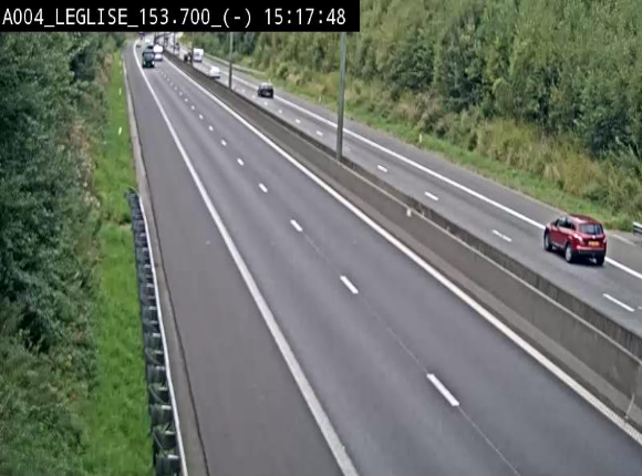 <h2>Webcam autoroute A4 (E411-E25) à Léglise, avant la jonction avec la N40. Vue orientée vers Bruxelles</h2>