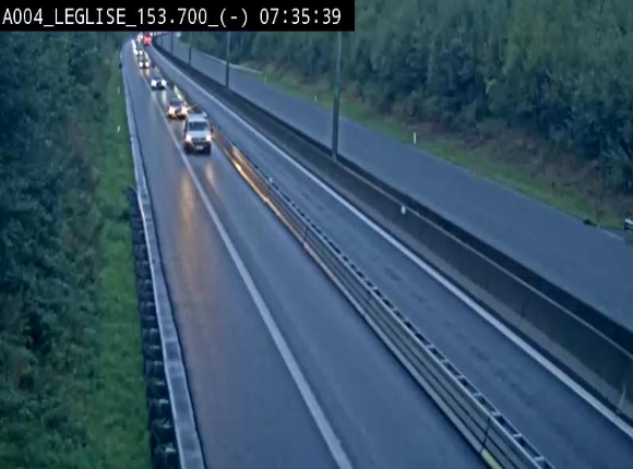 <h2>Webcam autoroute A4 (E411-E25) à Léglise, avant la jonction avec la N40. Vue orientée vers Bruxelles</h2>