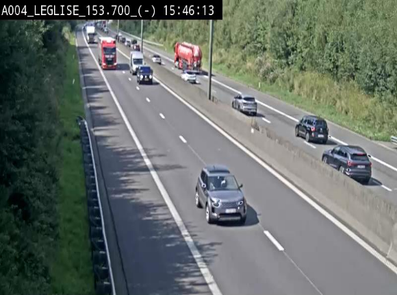 <h2>Webcam autoroute A4 (E411-E25) à Léglise, avant la jonction avec la N40. Vue orientée vers Bruxelles</h2>