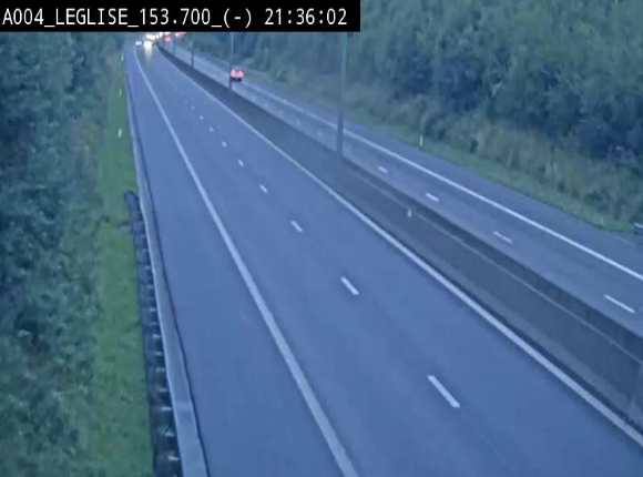 <h2>Webcam autoroute A4 (E411-E25) à Léglise, avant la jonction avec la N40. Vue orientée vers Bruxelles</h2>