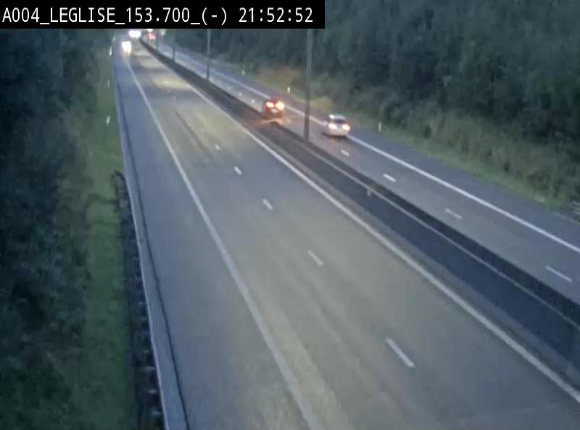 <h2>Webcam autoroute A4 (E411-E25) à Léglise, avant la jonction avec la N40. Vue orientée vers Bruxelles</h2>