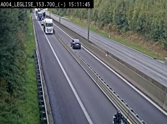 <h2>Webcam autoroute A4 (E411-E25) à Léglise, avant la jonction avec la N40. Vue orientée vers Bruxelles</h2>