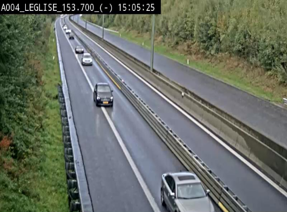 <h2>Webcam autoroute A4 (E411-E25) à Léglise, avant la jonction avec la N40. Vue orientée vers Bruxelles</h2>