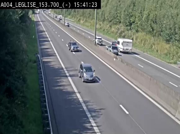 <h2>Webcam autoroute A4 (E411-E25) à Léglise, avant la jonction avec la N40. Vue orientée vers Bruxelles</h2>
