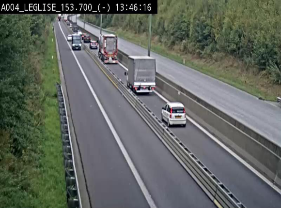 <h2>Webcam autoroute A4 (E411-E25) à Léglise, avant la jonction avec la N40. Vue orientée vers Bruxelles</h2>