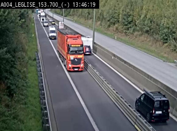 <h2>Webcam autoroute A4 (E411-E25) à Léglise, avant la jonction avec la N40. Vue orientée vers Bruxelles</h2>