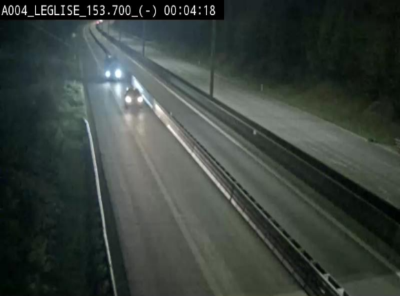 <h2>Webcam autoroute A4 (E411-E25) à Léglise, avant la jonction avec la N40. Vue orientée vers Bruxelles</h2>