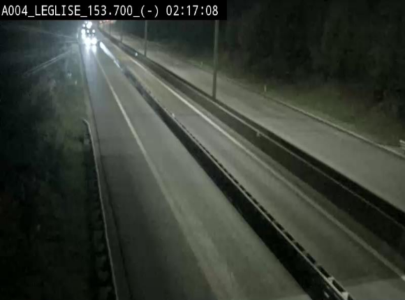 <h2>Webcam autoroute A4 (E411-E25) à Léglise, avant la jonction avec la N40. Vue orientée vers Bruxelles</h2>