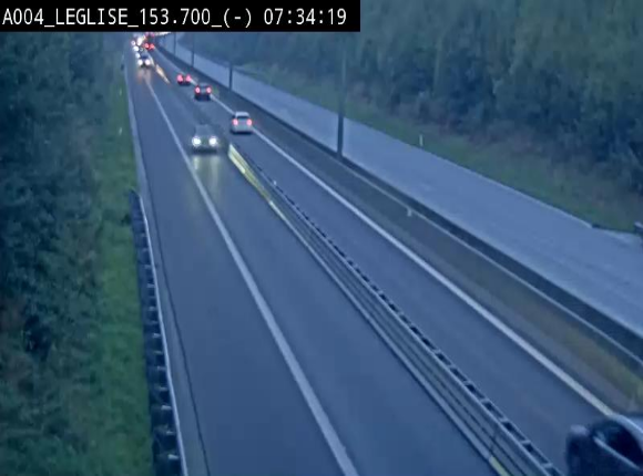 <h2>Webcam autoroute A4 (E411-E25) à Léglise, avant la jonction avec la N40. Vue orientée vers Bruxelles</h2>