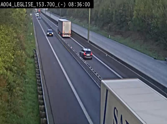 <h2>Webcam autoroute A4 (E411-E25) à Léglise, avant la jonction avec la N40. Vue orientée vers Bruxelles</h2>