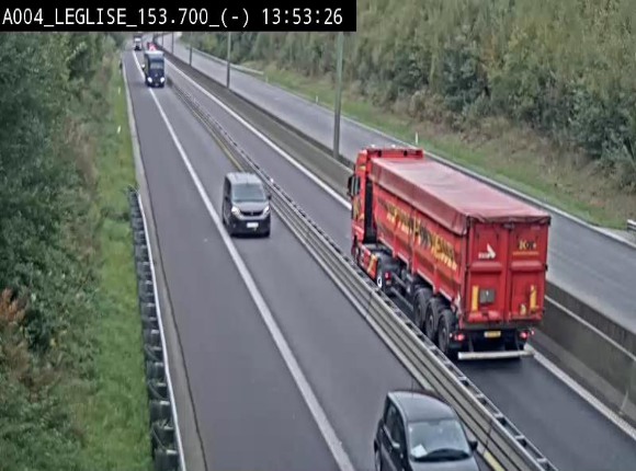 <h2>Webcam autoroute A4 (E411-E25) à Léglise, avant la jonction avec la N40. Vue orientée vers Bruxelles</h2>