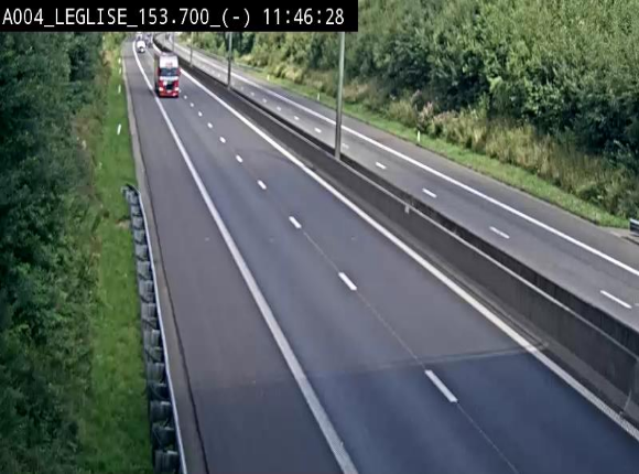 <h2>Webcam autoroute A4 (E411-E25) à Léglise, avant la jonction avec la N40. Vue orientée vers Bruxelles</h2>