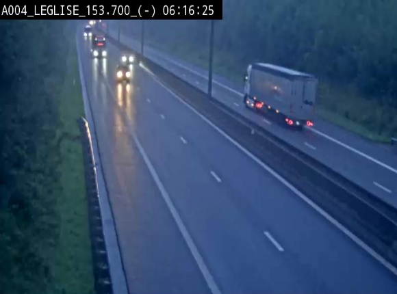<h2>Webcam autoroute A4 (E411-E25) à Léglise, avant la jonction avec la N40. Vue orientée vers Bruxelles</h2>