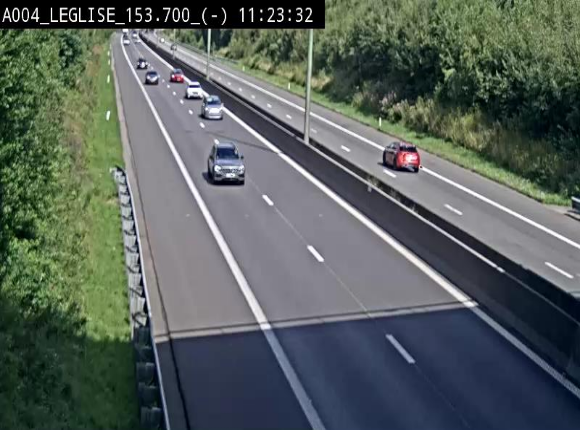 <h2>Webcam autoroute A4 (E411-E25) à Léglise, avant la jonction avec la N40. Vue orientée vers Bruxelles</h2>