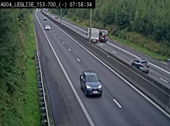 <h2>Webcam autoroute A4 (E411-E25) à Léglise, avant la jonction avec la N40. Vue orientée vers Bruxelles</h2>