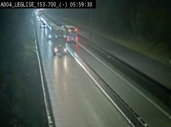 <h2>Webcam autoroute A4 (E411-E25) à Léglise, avant la jonction avec la N40. Vue orientée vers Bruxelles</h2>