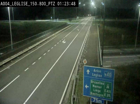 <h2>Webcam au-dessus de l'E411 sur la N40. Vue orientée vers Léglise en provenance de Neufchâteau</h2>