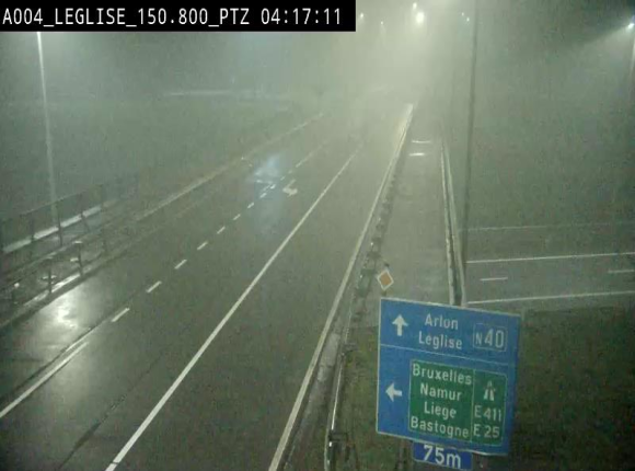 Webcam au-dessus de l'E411 sur la N40. Vue orientée vers Léglise en provenance de Neufchâteau