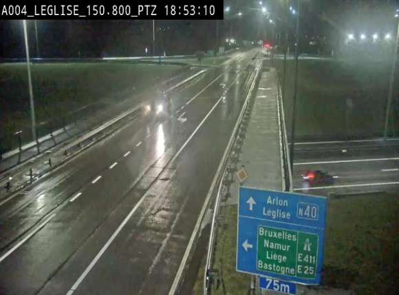 Webcam au-dessus de l'E411 sur la N40. Vue orientée vers Léglise en provenance de Neufchâteau