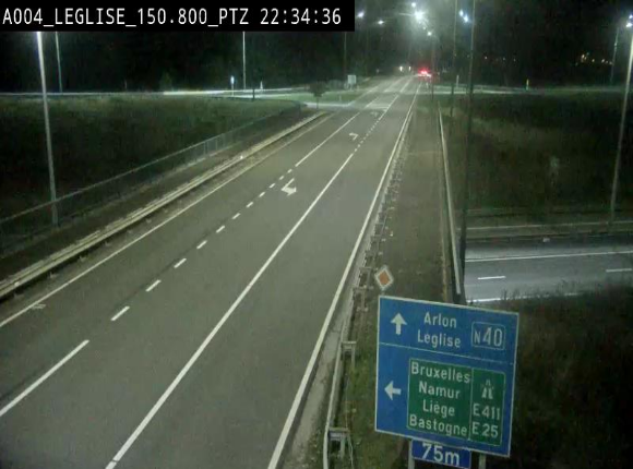 Webcam au-dessus de l'E411 sur la N40. Vue orientée vers Léglise en provenance de Neufchâteau