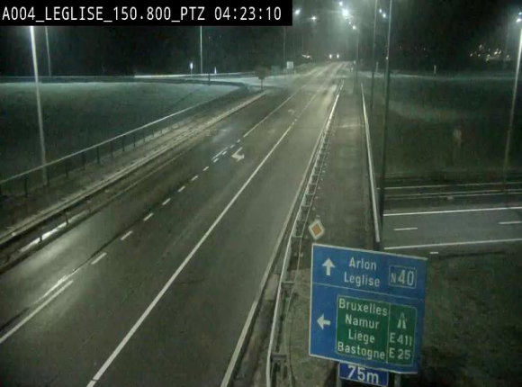 <h2>Webcam au-dessus de l'E411 sur la N40. Vue orientée vers Léglise en provenance de Neufchâteau</h2>