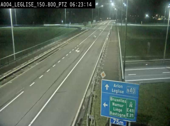 <h2>Webcam au-dessus de l'E411 sur la N40. Vue orientée vers Léglise en provenance de Neufchâteau</h2>